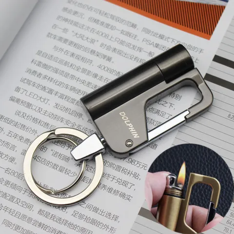 Dolphin HY651 бензиновая зажигалка с карабином и кольцом для ключей
