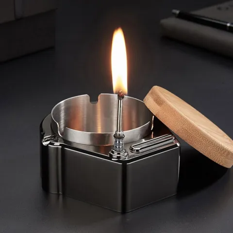 QD626 настольная бензиновая зажигалка - пепельница QD626 настольная бензиновая зажигалка - пепельница