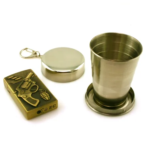 Guotai PT-18oz-1 фляга с дорожным набором в чехле на ремне Guotai PT-18oz-1 фляга с дорожным набором в чехле на ремне